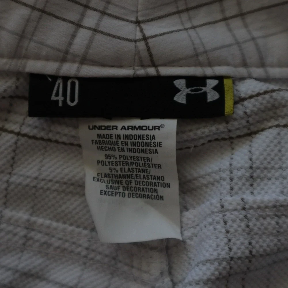 Under Armour Shorts Mens 40 Performance‎ Golf Chino Resort Casual White Plaid